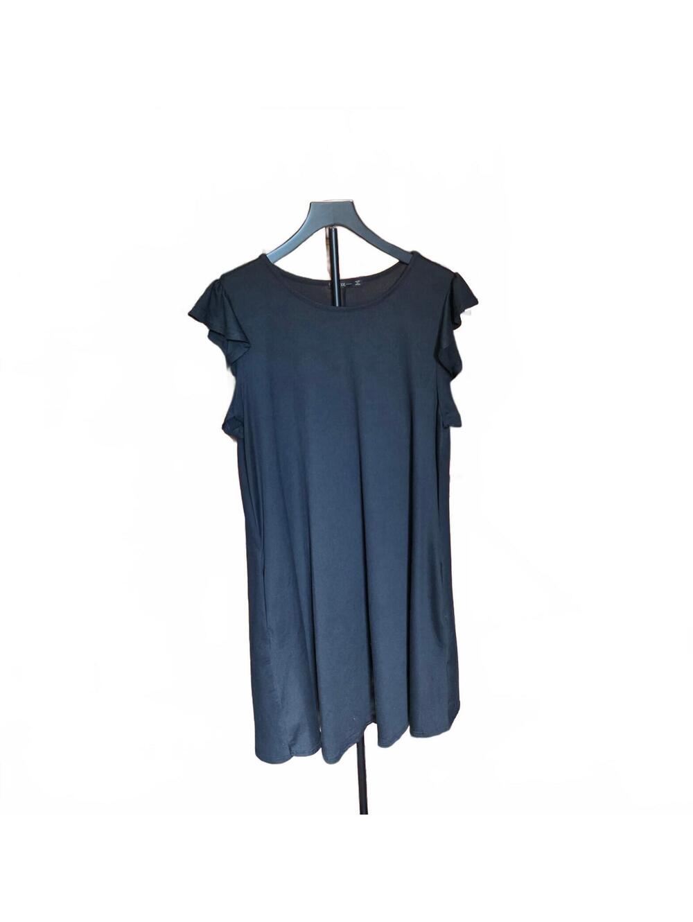 Black Ruffle Sleeve Casual Dress XXL